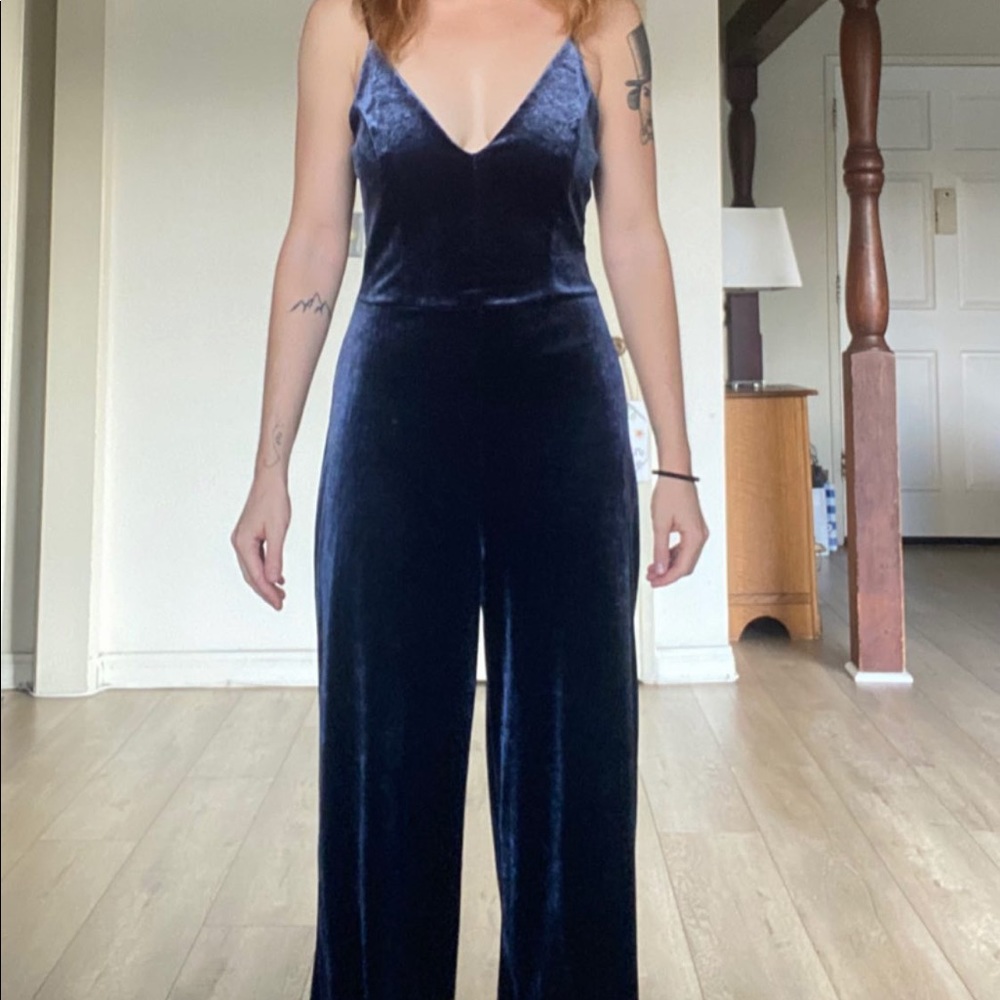 Navy velour jumpsuit